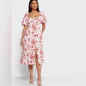 BANANA REPUBLIC Puff Sleeve Side Slit Dress size 2